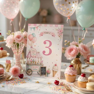 Pastel Ice Cream Birthday Sweet Shop Table Number