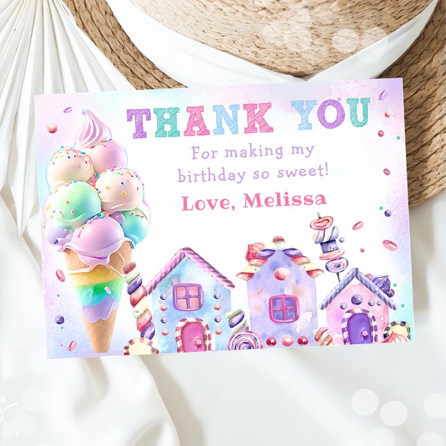 Pastel Ice Cream Birthday Thank You Card (Creator Uploaded)