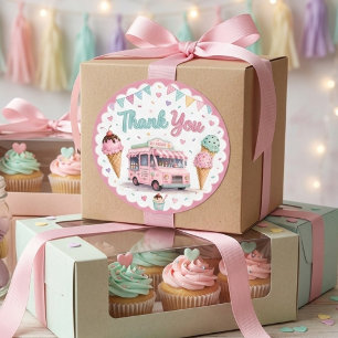 Pastel Ice Cream Birthday Thank You  Classic Round Sticker