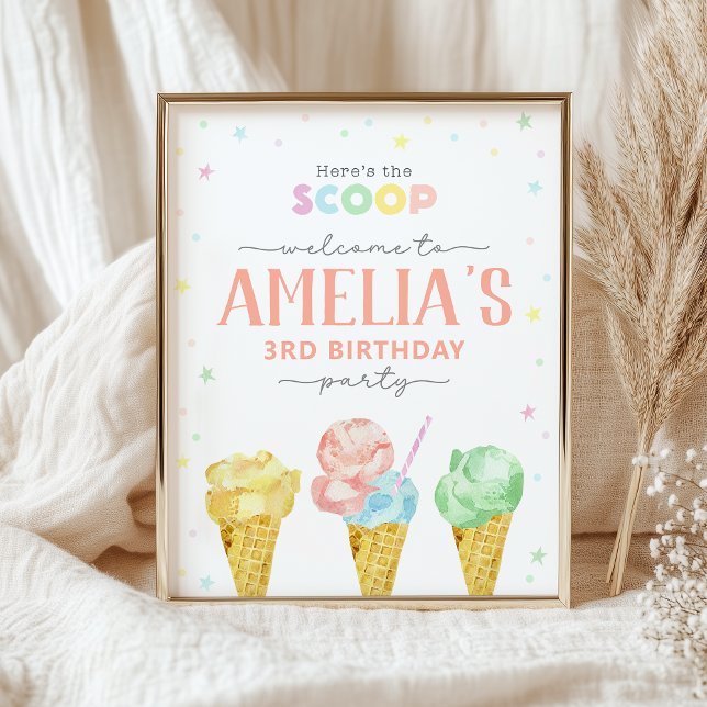 Pastel Ice Cream Birthday Welcome Sign (Creator Uploaded)