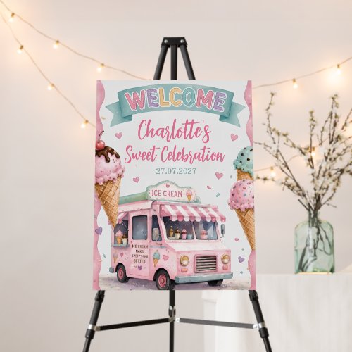 Pastel Ice Cream Birthday Welcome Sign Sweet