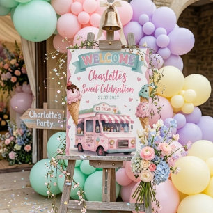 Pastel Ice Cream Birthday Welcome Sign Sweet