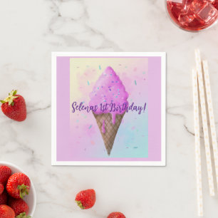 Pastel Ice cream Cone dripping Napkins