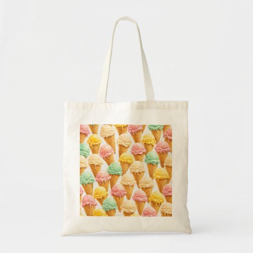 Pastel Ice Cream Cone Pattern Tote Bag