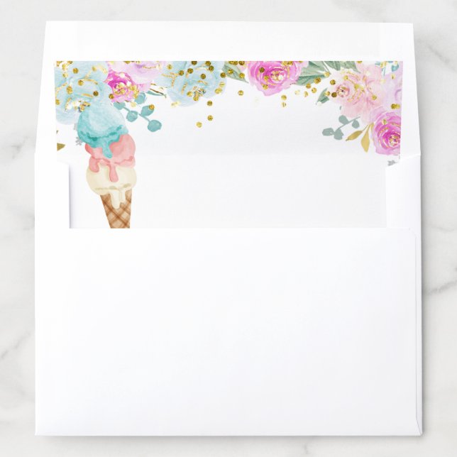 Pastel Ice Cream Flora baby shower Envelope Liners (In Envelope)