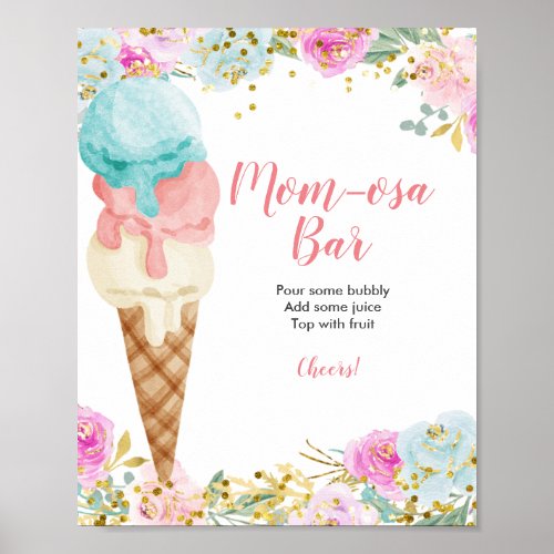 Pastel Ice cream floral Girl Momosa Bar Sign