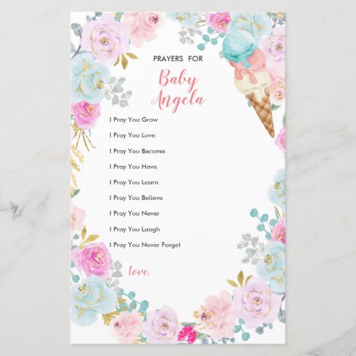 Pastel ice cream Floral Prayers for Baby 