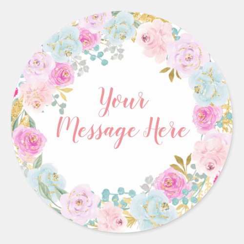 Pastel Ice Cream Floral Watercolor Message Sticker