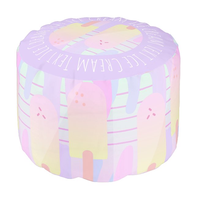 Pastel Ice Cream Ombre Name Pouf (Angled Front)