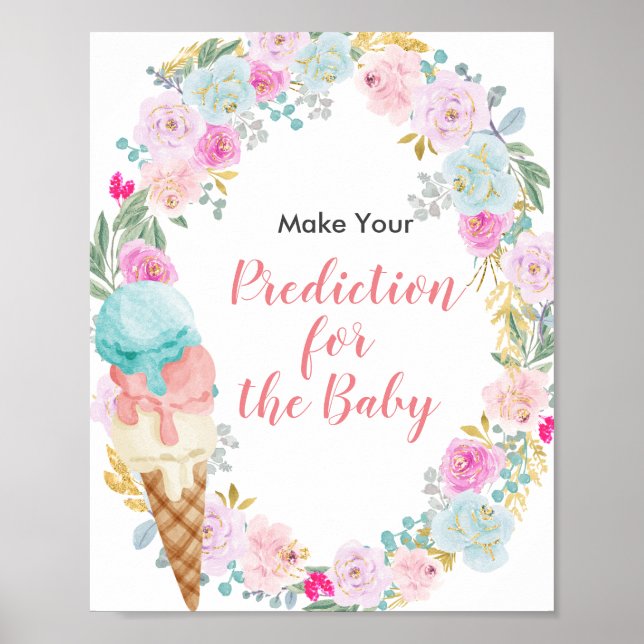 Pastel Ice cream Predictions for baby Poster (Front)