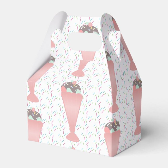 Pastel Ice Cream Sundae Sprinkles Birthday Party Favor Boxes (Front Side)
