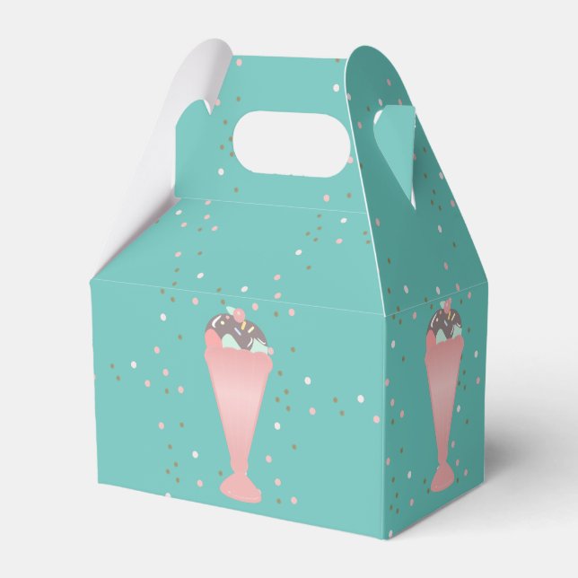 Pastel Ice Cream Sundae Sprinkles Birthday Party Favor Boxes (Front Side)