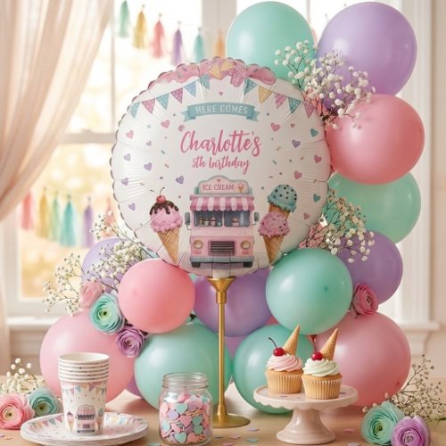 Pastel Ice Cream Truck Birthday Sweet  Balloon