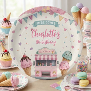 Pastel Ice Cream Truck Birthday Sweet Paper Plates
