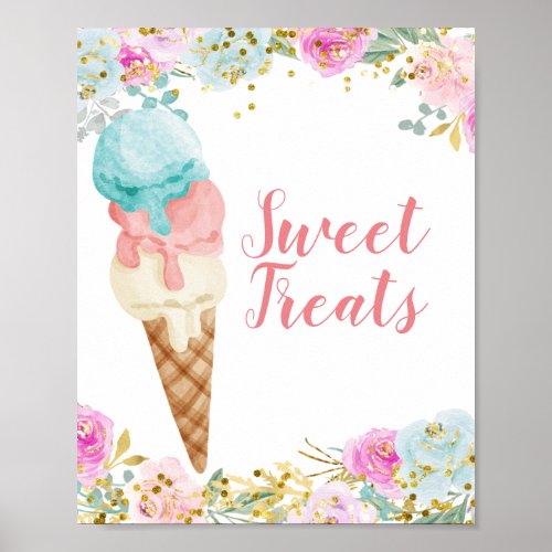 Pastel Ice Cream watercolor Sweet Treats sign