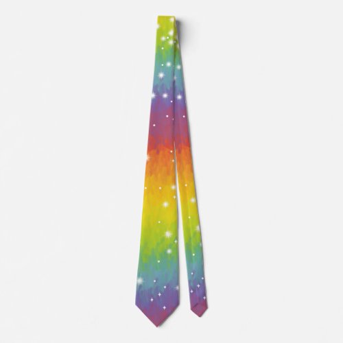 Pastel Impressionist Rainbow Sparkle Celebration Neck Tie