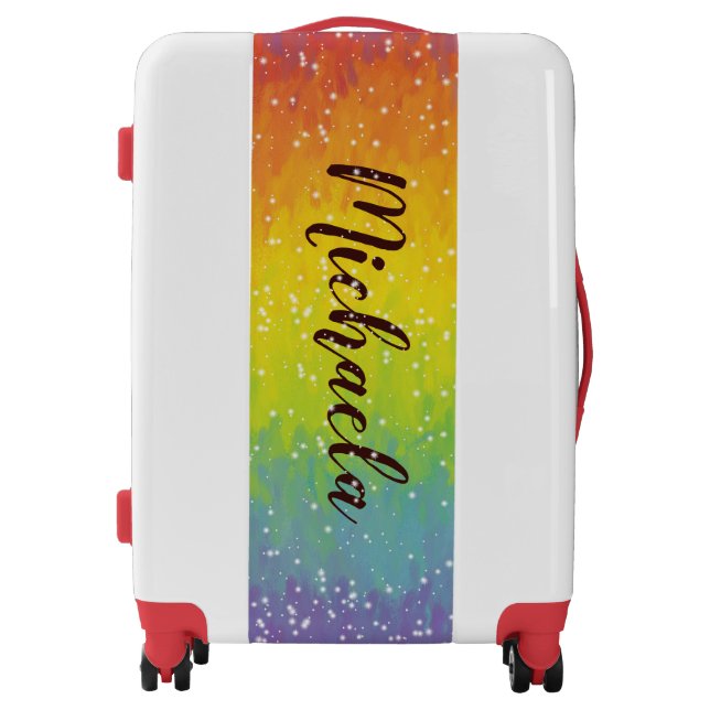 Pastel Impressionist Rainbow Sparkle PERSONALIZED Luggage (Front)