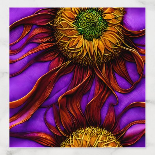 Pastel Ink Flow Intricate Sunflower Botanical Envelope Liner