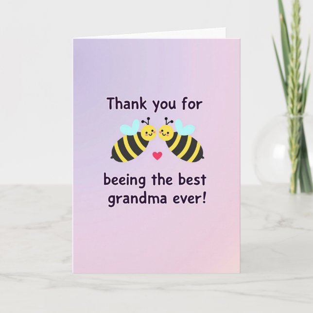 Pastel Insect Thank You Grandma Card (Front)