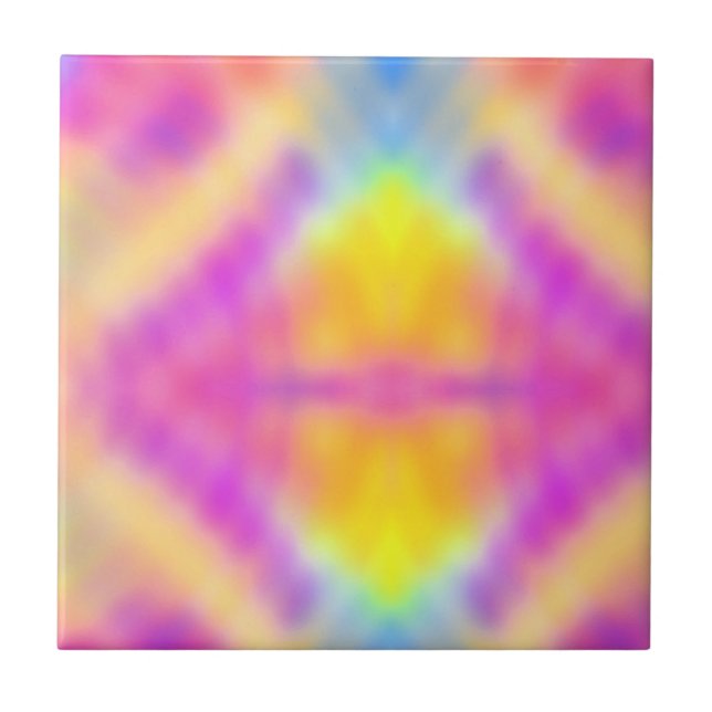 Pastel Iridescent Colorful Gradient Design Ceramic Tile (Front)