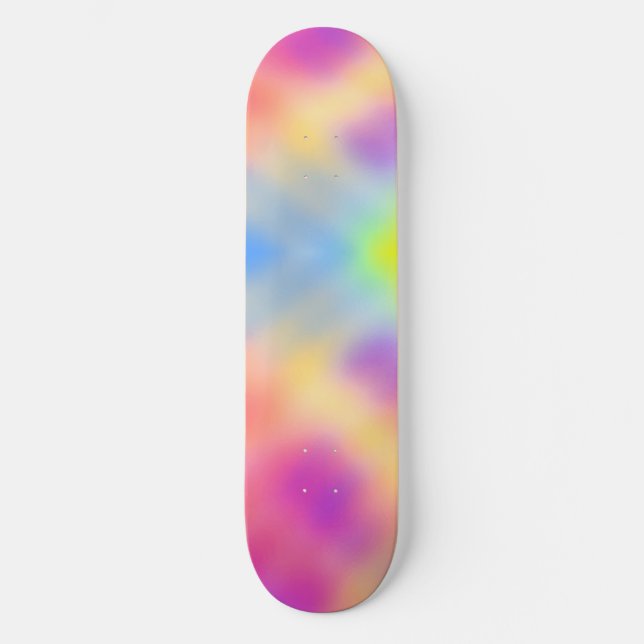 Pastel Iridescent Colorful Gradient Design Skateboard (Front)
