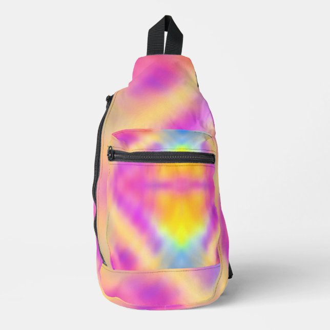 Pastel Iridescent Colorful Gradient Design Sling Bag (Front)