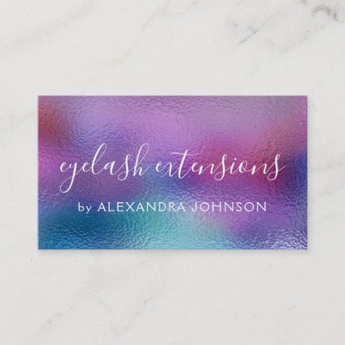 Pastel Iridescent Foil Blue Purple and Teal Business Card