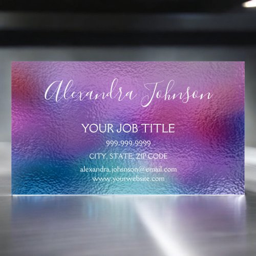 Pastel Iridescent Foil Blue Purple and Teal Business Card Magnet