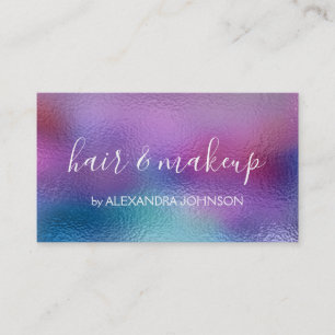 Pastel Iridescent Foil Blue, Purple Your Logo Business Card