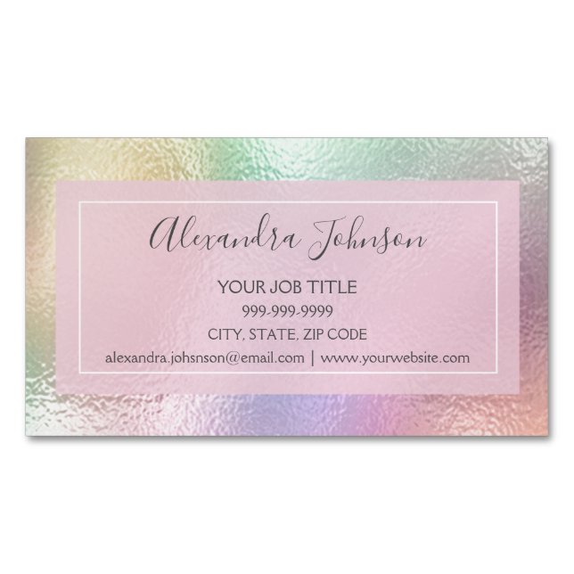 Pastel Iridescent Foil Business Card Magnet (Front)