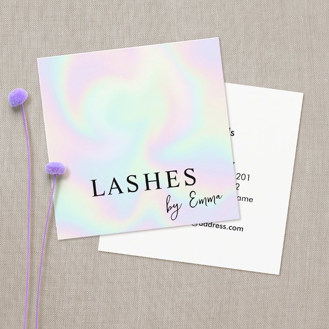 Pastel Iridescent Holographic Rainbow Abstract  Square Business Card (Creator Uploaded)