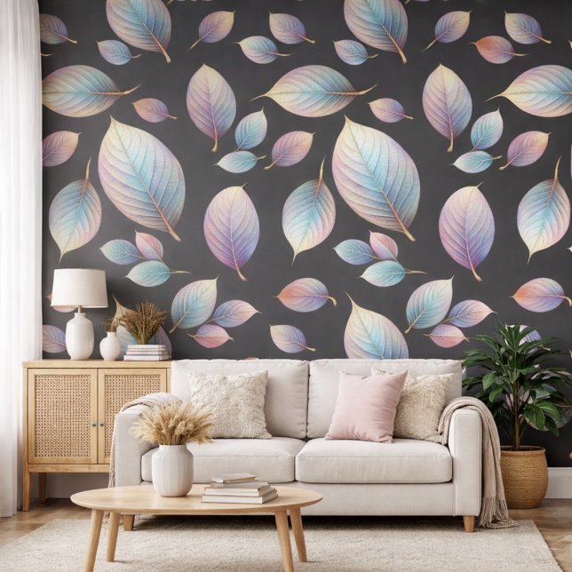 Pastel Iridescent Leaves Gray Tones Dreamy Pastels Wallpaper (Creator Uploaded)