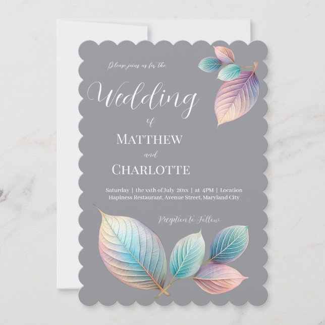 Pastel Iridescent Leaves Wedding Dreamy Pastels (Front)