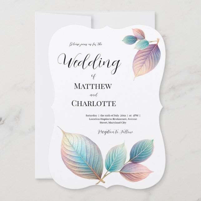 Pastel Iridescent Leaves Wedding Dreamy Pastels (Front)