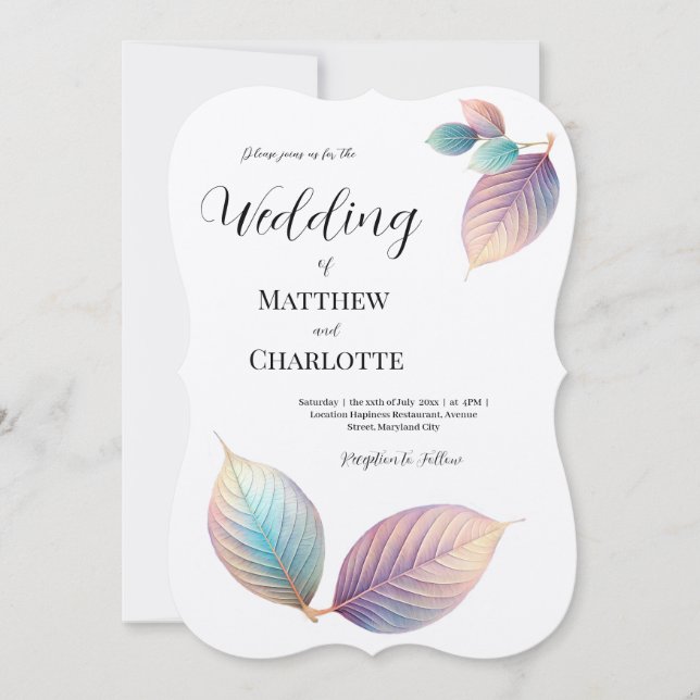 Pastel Iridescent Leaves Wedding Dreamy Pastels (Front)