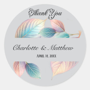 Pastel Iridescent Leaves Wedding Dreamy Pastels Classic Round Sticker