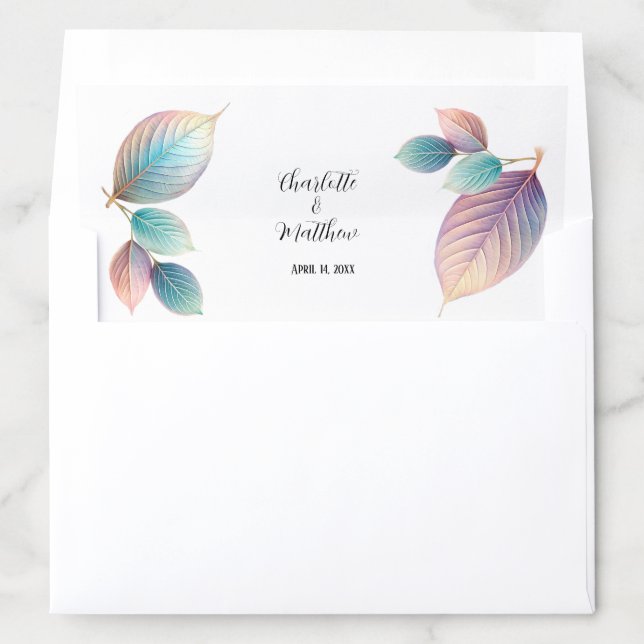Pastel Iridescent Leaves Wedding Dreamy Pastels Envelope Liner (In Envelope)