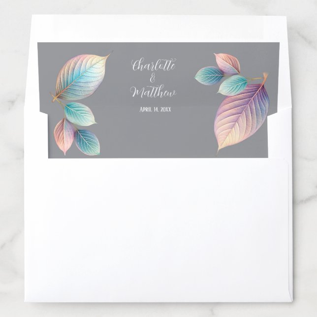 Pastel Iridescent Leaves Wedding Dreamy Pastels Envelope Liner (In Envelope)
