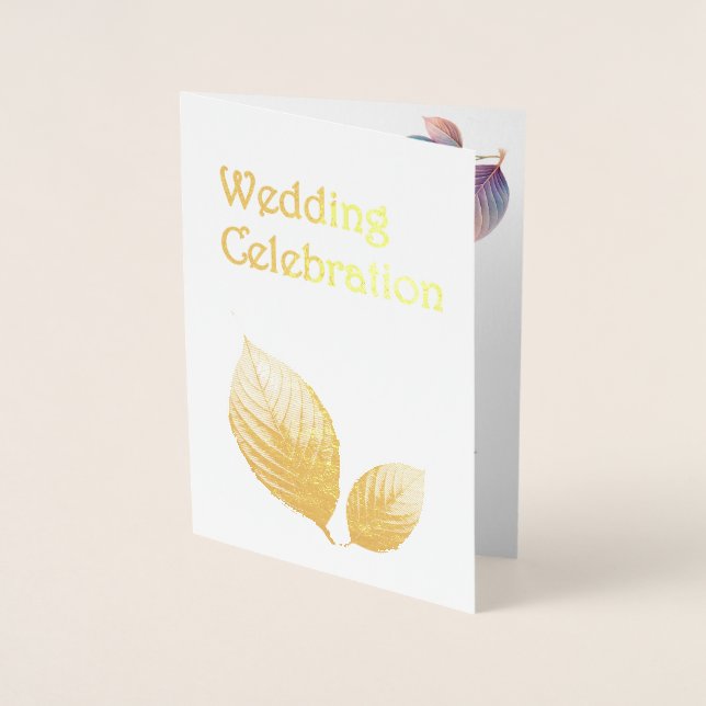 Pastel Iridescent Leaves Wedding Dreamy Pastels Foil Card (Front)
