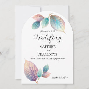 Pastel Iridescent Leaves Wedding Dreamy Pastels Invitation