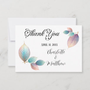 Pastel Iridescent Leaves Wedding Dreamy Pastels Thank You Card