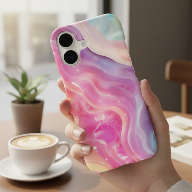 Pastel Iridescent Liquid Swirl Abstract iPhone Case (Creator Uploaded)