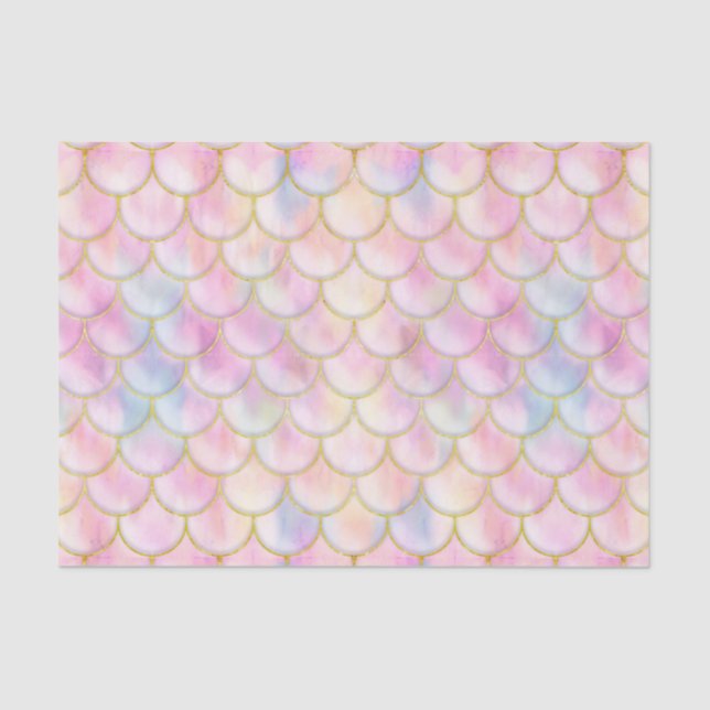 Pastel Iridescent Mermaid Scales Pattern Tissue Paper (Front)