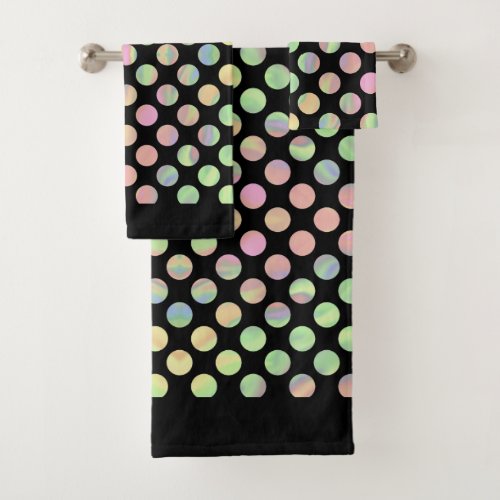 Pastel Iridescent polka dots Bath Towel Set
