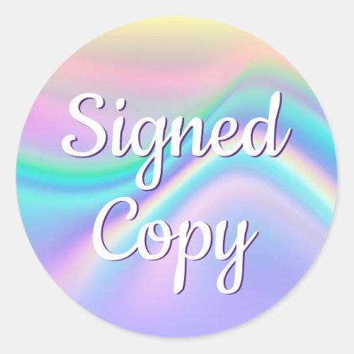 Pastel Iridescent Rainbow Wave Ombre Signed Copy Classic Round Sticker