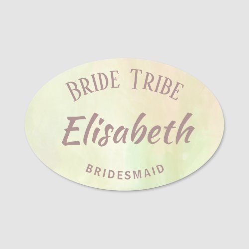 Pastel ivory typography personalized team bride name tag