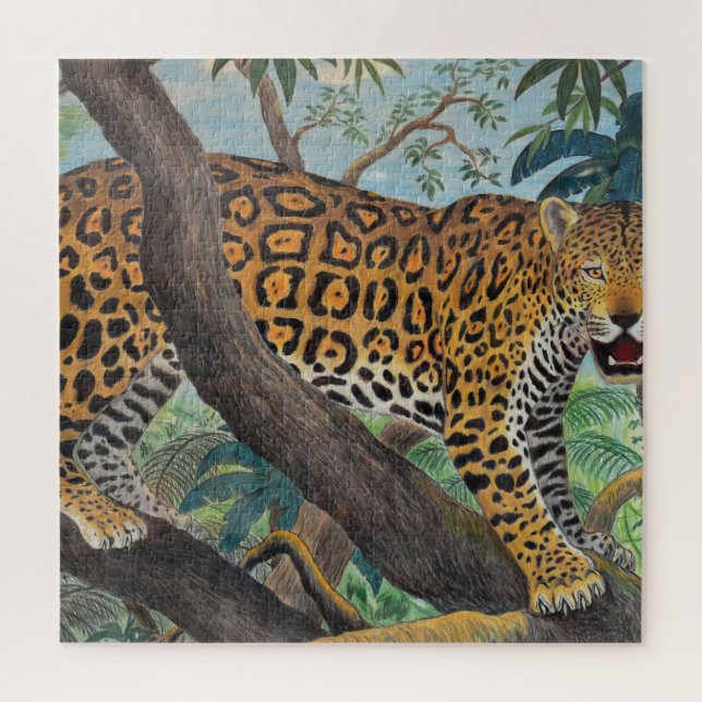 Pastel jaguar: jungle drawing. jigsaw puzzle (Vertical)