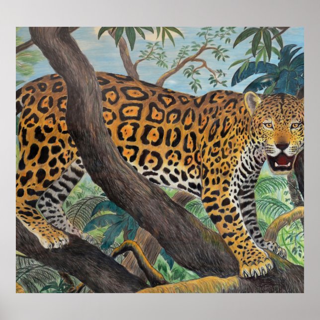 Pastel jaguar: jungle drawing. poster (Front)
