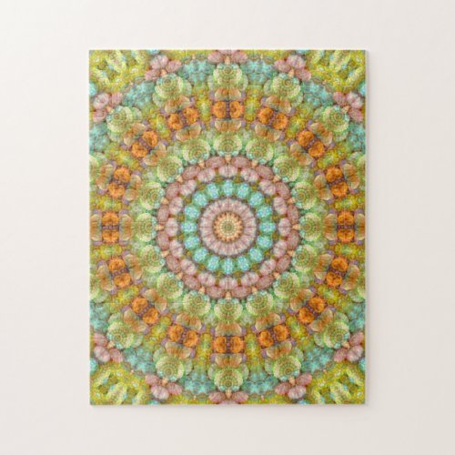 Pastel Jellybean Mandala Kaleidoscope Jigsaw Puzzle