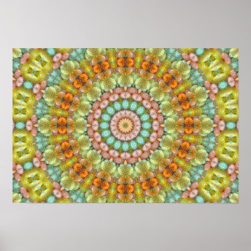 Pastel Jellybean Mandala Kaleidoscope Poster